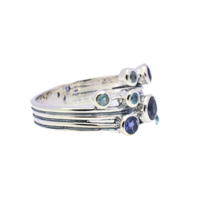 Bague en argent sterling 925 unisexe avec topaze bleue et iolite pour femme - Product Image 2