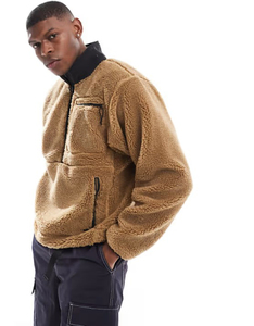 OEM Embroidered Logo Heavyweight 100% Cotton Thermal Sherpa Fleece Pullover Sweatshirt Custom Hoodies Full 1/4 Zip Mens Hoodies - Product Image 1