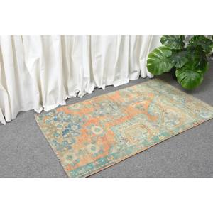 Alfombra de lana de retazos azul naranja Vintage, 1,9x3,4 pies, tejido plano turco, sala de estar alfombra para, respaldo de látex, 4m de ancho para decoraciones - Product Image 3