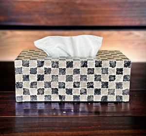 Porte-serviettes en bois MDF MOP fait à la main, décorations élégantes pour la maison, boîte à mouchoirs en nacre d'Inde - Product Image 3