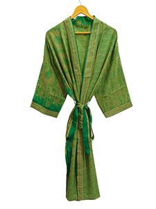 ชุดกิโมโนผ้าไหมส่าหรีลายดอกไม้แนววินเทจชุดคลุมส่าหรีชุดปาร์ตี้ชายหาดผ้านุ่มทำมือสไตล์อินเดีย - Product Image 2