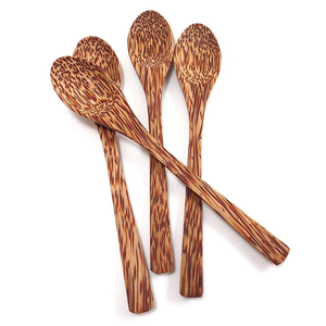 Cuillère en bois de noix de coco-Ustensile écologique fabriqué à la main du Vietnam Cuillère à noix de coco naturelle Texture en bois naturel - Product Image 1