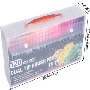 Chine <span class=keywords><strong>bon</strong></span> 120 couleurs aquarelle Double meilleur <span class=keywords><strong>feutre</strong></span> noir double pointe pinceau coloriage peinture dessin Permanent croquis marqueur stylo ensemble - Product Image 5
