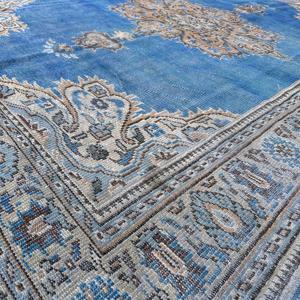 พรมขนาด 6x9.4 ฟุต, พรมตุรกี, พรมลายสัตว์สีน้ำเงินวินเทจทำจากขนสัตว์ - Product Image 4