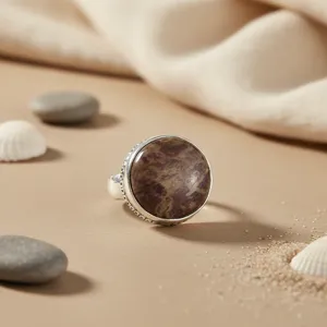 Bague de cocktail vintage pour femme en argent avec rhodonite sertie clos, bijou élégant, cadeau idéal - Product Image 2