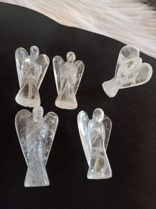 Figurine d'ange en quartz clair naturel sculpté, pierre de guérison Reiki, décoration intérieure, cadeau, vente en gros de Rais Agate - Product Image 5