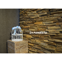 PANGESTU Carreaux de mosaïque 3D en teck recyclé moderne 30x30mm pour mur intérieur de villa