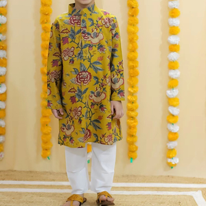 Conjunto étnico de pijama de algodón Kurta para niños, vestido de boda de estilo informal indio tradicional para niños, ropa de fiesta - Product Image 1