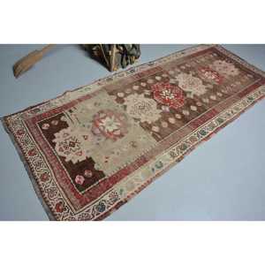 พรมขนาด 3.8x9.3 ฟุต, พรมตุรกีโบราณ, พรมขนสัตว์ลายสัตว์สีน้ำตาล - Product Image 2