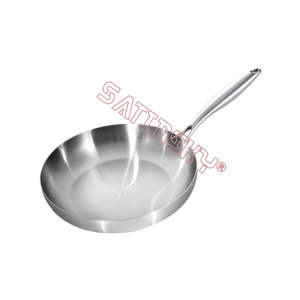 Poêle à frire professionnelle en acier inoxydable à trois plis de 12 pouces Ustensile de cuisine de haute qualité de haute qualité - Product Image 1