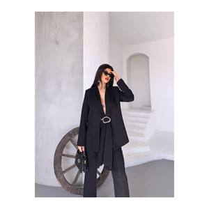 Giacca da donna a doppio Blazer con dettagli scialle accessori per abiti eleganti - Product Image 5