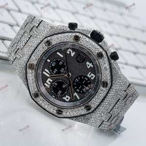 นาฬิกาเพชรโครโนกราฟแบบแฮนด์เมดรุ่นจำนวนจำกัดทำด้วยมือนาฬิกาสุดหรูสายสแตนเลสหน้าจอขนาดผสมมีเอกลักษณ์เป็นกระจก - Product Image 2