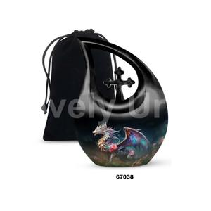 Hermosa urna de cremación de dragón con lágrima cruzada para cenizas humanas adultas, urna decorativa de recuerdo con bolsa de terciopelo gratis - Product Image 5