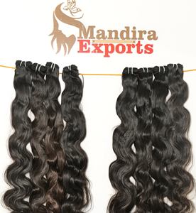 Extensions de cheveux humains vierges indiennes à cuticules alignées, non traitées, ondulées profondes, noires, Bodywave, en gros - Product Image 6