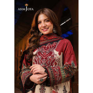 Conjunto de Ropa Tradicional Pakistaní e India para Mujer ASIM JOFA-3PC, Camisa Maxi con Estampado Digital para Uso Diario con Chal Dupatta - Product Image 3
