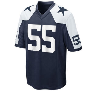 Custom <b>Navy</b> <b>Blue</b> American Football Jersey with Stars and Number 55 V Neck Mesh Sportswear <b>for</b> <b>Men</b> Teams - Product Image 1