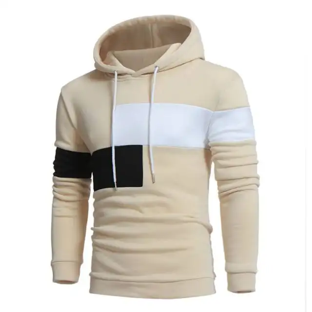 New Men's Patchwork Hooded Sweatshirt Casual Loose Fleece Warm Hip Hop Streetwear Fleece Pullovers Hoodies Male Tops