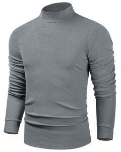 New Soft <b>Mock</b> Neck Sweatshirt Fleece Lining Long Sleeve Half <b>Turtleneck</b> Pullover Shirts for Men Autumn Winter - Product Image 3