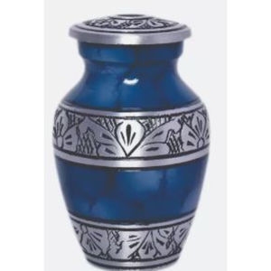 Urnes funéraires en métal de qualité supérieure avec bande de gravure urnes funéraires en métal émail bleu avec urnes en laiton - Product Image 3