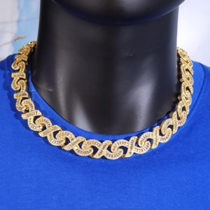 Cadena Cubana con Incrustaciones de Diamantes Moissanite Incoloros con Corte Baguette en Plata 925, Joyería Hip Hop para Fiesta a Bajo Precio - Product Image 4