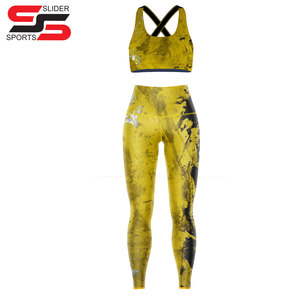 Wholesale Women's 2 Piece Workout Set - High Waist <b>Leggings</b> and <b>Crop</b> Top Yoga Set - Product Image 4