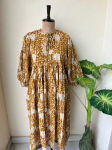 Vestido largo de algodón con estampado de bloques indios, vestido de vacaciones bohemio hecho a mano sostenible, Vestido largo de algodón de verano, regalo - Product Image 5