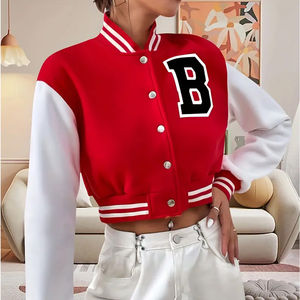 Chaqueta de béisbol personalizada de alta calidad Nueva llegada Chaqueta de béisbol en blanco al por mayor Chaqueta de béisbol de calidad superior Varsity Mujeres - Product Image 1
