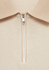 Polo 100% coton avec 14 fermetures éclair pour hommes, coupe ample, motif brodé et uni, style décontracté - Product Image 3