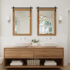 Miroir mural carré style porte de grange dorée Art Déco avec quincaillerie à rail coulissant pour décoration de mariage, ferme industrielle, cadre en métal - Product Image 6