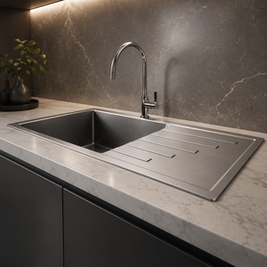 Square Single Bowl <b>Kitchen</b> <b>Sink</b> Drying Board Stainless Steel Finish Easy Clean Undermount Installation Hospital Restaurant - Product Image 5