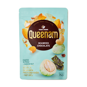 Vente en gros de noix au chocolat de haute qualité 150g bonbons Queenam OEM halal aux algues enrobés de chocolat aux amandes et noix de cajou - Product Image 6