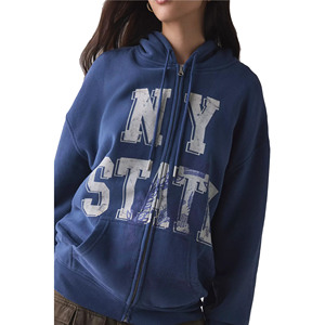 Sweat à capuche personnalisé de haute qualité 100% coton hiver French Terry pour femmes avec sérigraphie personnalisée conception d'épaule tombante - Product Image 2