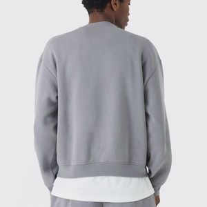 Sudadera de cuello redondo de gran tamaño de algodón para hombre, Jersey gris brezo en blanco, sudaderas con capucha bordadas y sudadera con logotipo personalizado - Product Image 2