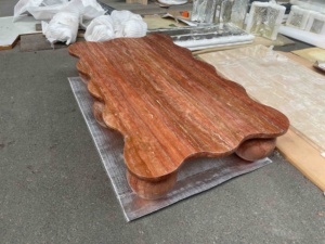 Gran oferta, mesas de centro de travertino rojo de piedra Natural, muebles de sala de estar, mesa auxiliar Mabrle, mesa de centro lateral - Product Image 4