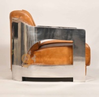 Chaise de canapé moderne Ensemble de canapé aviateur Chaise pour salon Canapés en aluminium Style loft américain Aviateur Cuir véritable chamois