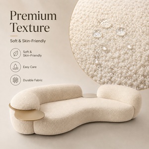 In Offerta Speciale <span class=keywords><strong>Divano</strong></span> Curvo a Fagiolo Nordico di Design Premium in Velluto di Agnello Moderno e Minimalista per Soggiorno - Product Image 4