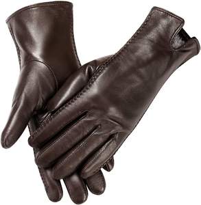 Gants en cuir véritable pour femmes Doublure douce et chaude Élégant et tendance pour l'hiver Compatible avec les écrans tactiles Décontracté quotidien Fête - Product Image 4
