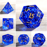 Jeu de dés polyédriques dragons et donjons personnalisés bleu royal K9 dés de crack faits à la main en cristal avec jeu complet (D4-D20) tailles 16mm/20mm