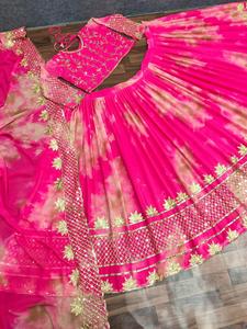 Lehenga Choli ผ้าปักเลื่อมสำหรับผู้หญิง,ใหม่ล่าสุดสำหรับงานแต่งงานสีชมพู - Product Image 3