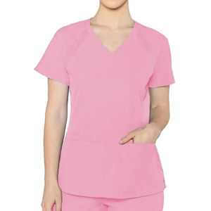 Mujer antiarrugas transpirable estirable Hospital Scrubs uniforme trajes fácil de lavar médico mujeres elegantes Scrubs Tops - Product Image 4