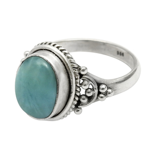 Magnifique conception 925 argent Sterling naturel Larimar pierre précieuse bague de forme ovale pour un usage quotidien fabricant de bijoux faits à la main - Product Image 1
