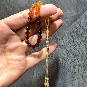 Colore marrone filtrato baltico goccia ambra preghiera perline con sfera taglio nappe d'argento, certificata