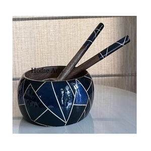 Ensemble de 2 bols à nourriture en bois imprimés, forme ronde, taille personnalisée, pour salades et en-cas, provenant du meilleur exportateur en Inde - Product Image 3