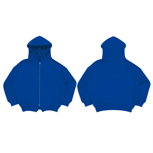 Unisex Heavyweight Cotton Double Zip Knit Fleece Sweatshirt Custom High Quality Vintage Print Acid Wash Technique Front Winter - Product Image 4