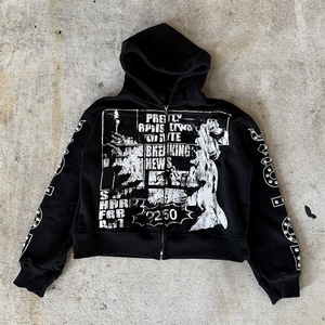 OEM Conjunto de pantalones de chándal unisex 100% algodón lavado vintage personalizado pantalones acampanados logotipo bordado cremallera estilo de impresión casual al por mayor - Product Image 2