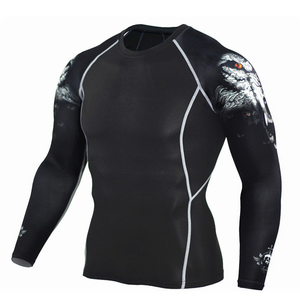 Séchage rapide hommes chemises de course Fitness Compression Gym Polyester sport T-shirt noir 2025 entraînement entraînement Muscle Fit vêtements - Product Image 2