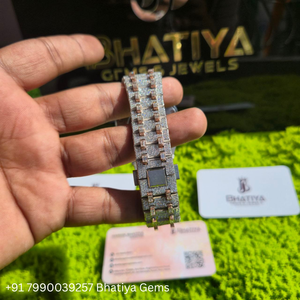 VVS Moissanite Fully Iced <b>Rose</b> Gold Automatic Luxury Watch Stainless Steel <b>Bracelet</b> Sapphire Glass Date Display Unisex - Product Image 4