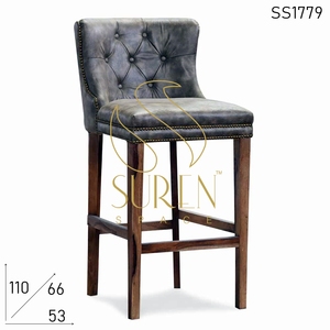 Silla de Bar india de estilo único, diseño de cuero, madera, estilo industrial para hoteles, bares, pubs, hogar, sala de estar, dormitorio, granja - Product Image 2