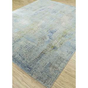 Tapis Uvenuti noué à la main en laine et soie de bambou, motif abstrait bleu, pour la maison, la chambre, le couloir, modèle rectangulaire patchwork LRB-1502 - Product Image 2