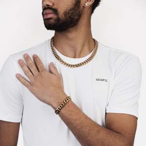 สร้อยข้อมือแบบ Cuban Link ขนาด 14 มม. ลายกากบาท ทองคำขาว 14K ทองคำโรสโกลด์ 18K สไตล์ศาสนา วัสดุหลักเป็นสร้อยข้อมือเทนนิส ประดับเพชรและไข่มุก - Product Image 4